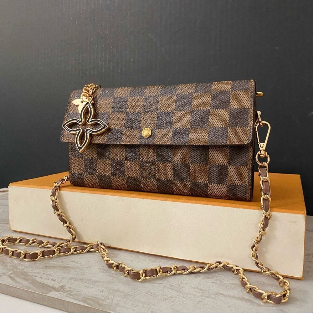 LOUIS VUITTON Damier Ebene Wallet to Shoulder Bag 💼 CA0927